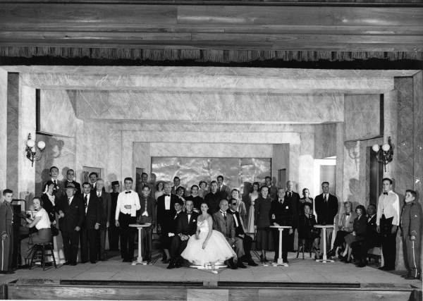Cast assembled for finale of play "Grand Hotel" at the Players Theatre in Sarasota, Florida.