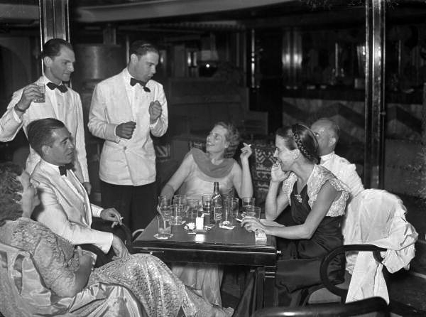 View showing guests aboard the S.S. Florida of P. & O. Line traveling between Miami and Havana.