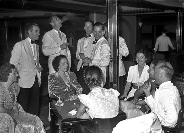 View showing guests aboard the S.S. Florida of P. & O. Line traveling between Miami and Havana.