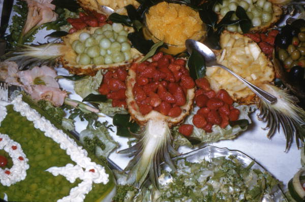 View showing display of catered fruit in Sarasota, Florida.