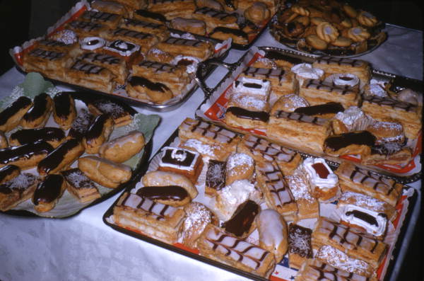 View showing display of catered pastries in Sarasota, Florida.