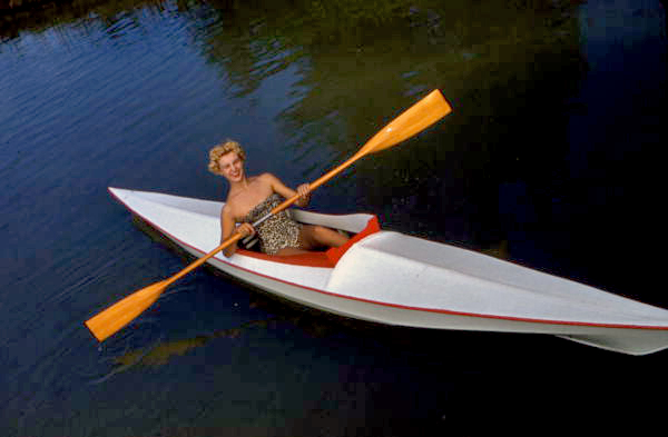 Model Karen Kramer kayaking in Sarasota, Florida.