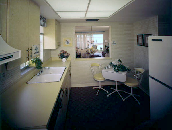 Interior view showing the kitchen of an apartment in Sarasota, Florida.
