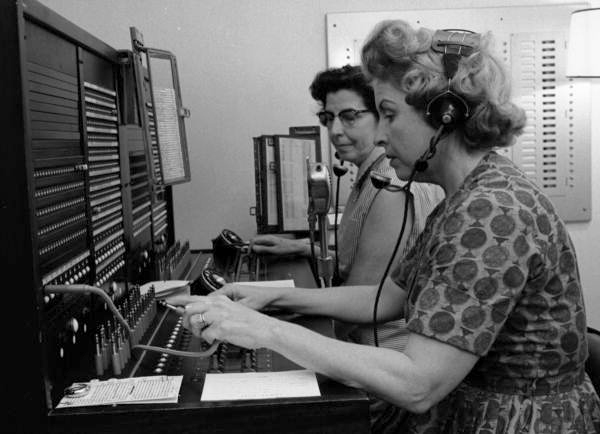 Telephone switchboard and operators in Bradenton, Florida.