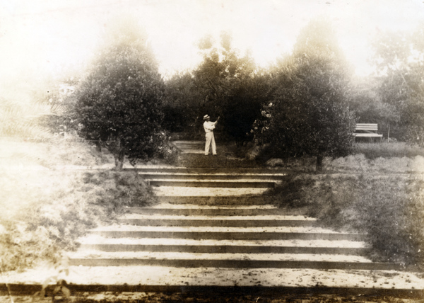 Sunken gardens on the Koreshan Unity property in Estero, Florida.