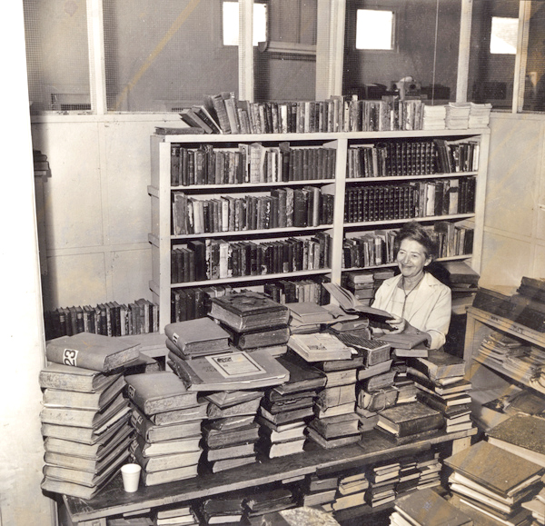 President Hedwig Michel in the Koreshan Unity library in Estero, Florida.