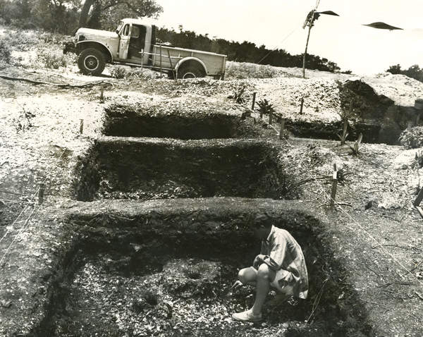 Archaeologist at excavation site in Caxambas on Marco Island, Florida.