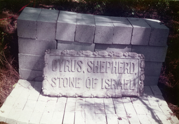 Gravestone, retrieved from Dr. Teed's mausoleum on Estero Island, at the Koreshan Unity headquarters in Estero, Florida.