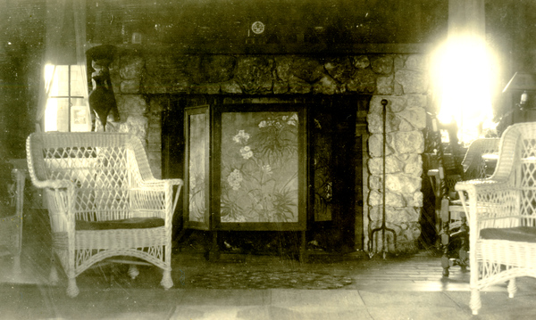 Fireplace at the home of Berthaldine Boomer in Estero, Florida.