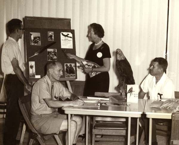 Unidentified people from the Florida Audubon Society and Florida Nature Conservancy in a meeting to save the bald eagle.