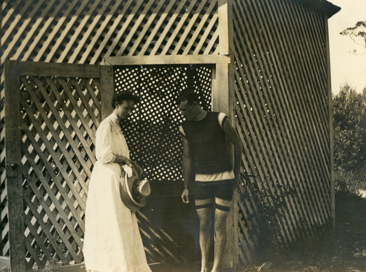 Cassandra Sweeting with friend Chas. G. Puleston in Lanark.