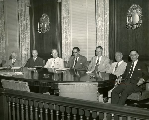 Group portrait of Florida's 31st Governor Dan McCarty and his cabinet in Tallahassee.