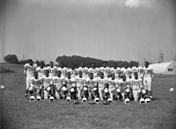 Group portrait of FAMU High School football players in Tallahassee.