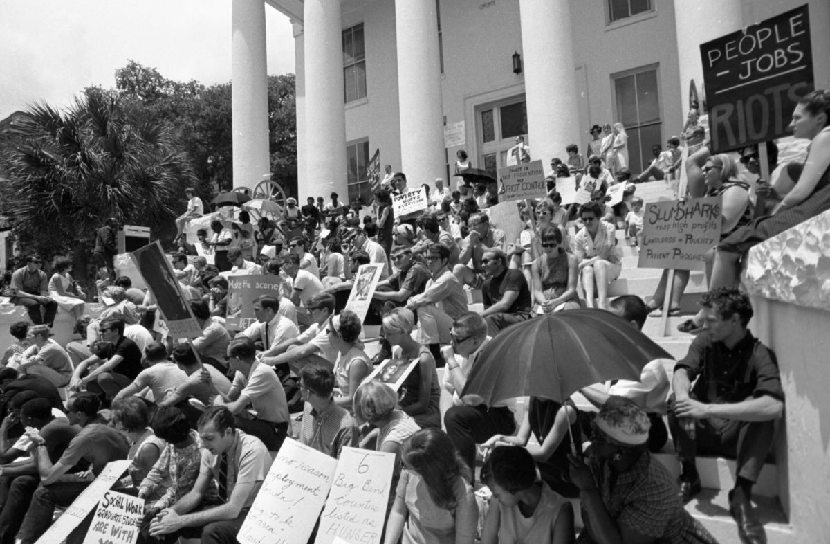 Silent vigil on the steps of the Capitol in Tallahassee supporting government aid to the poor.