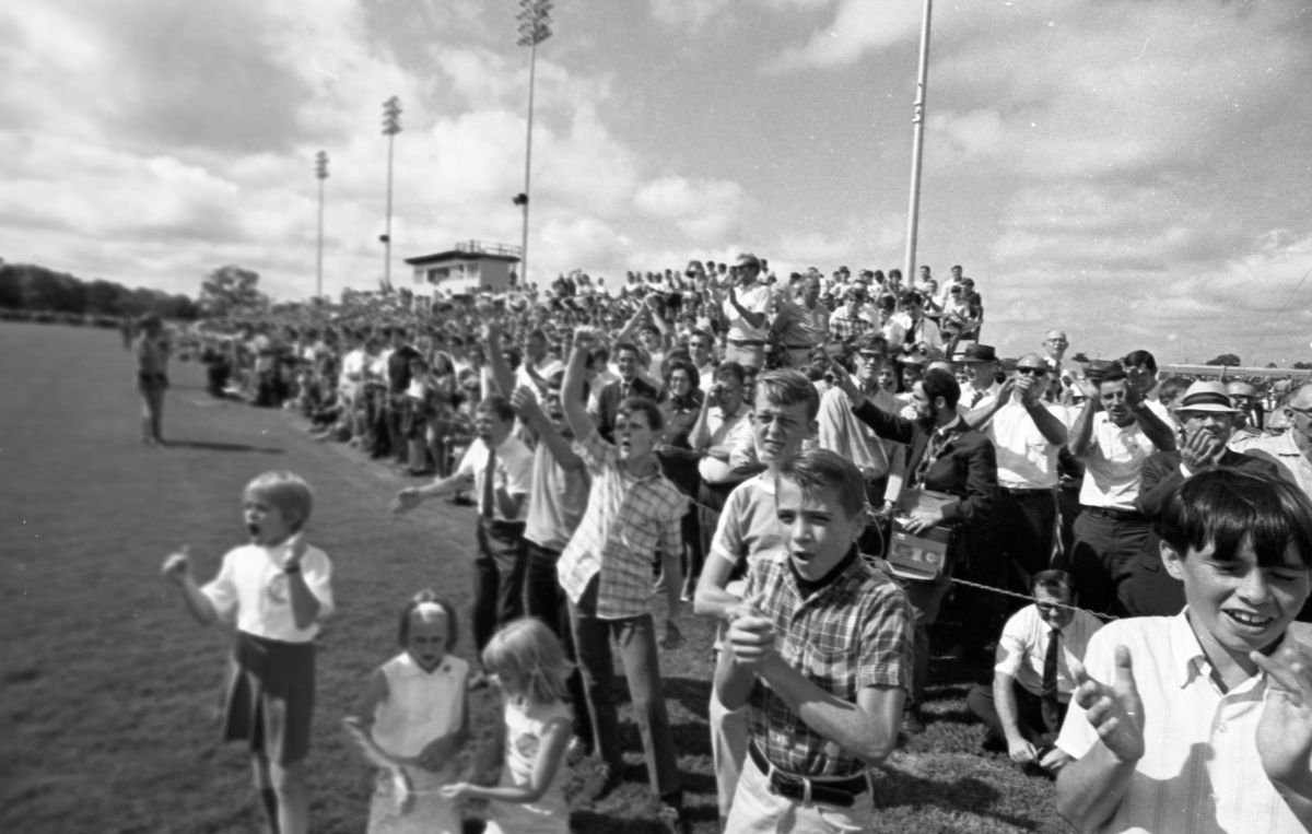 Supporters of presidential candidate George Wallace at Capital Stadium during his campaign rally.