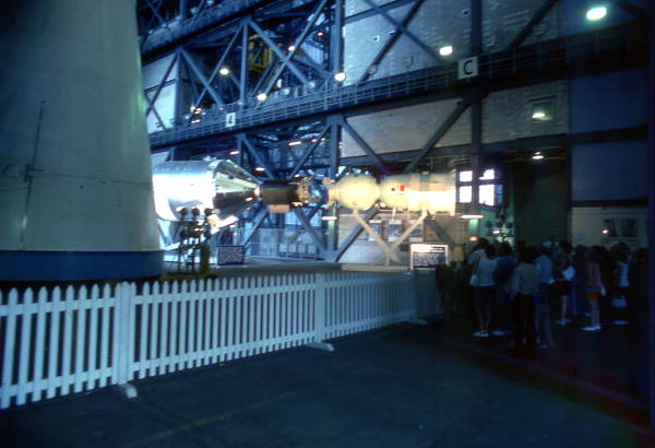 Visitors viewing space program exhibits at the Kennedy Space Center on Merritt Island near Titusville, Florida.