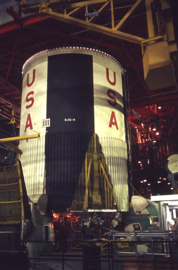 Close-up view of rocket at the Kennedy Space Center on Merritt Island near Titusville, Florida.