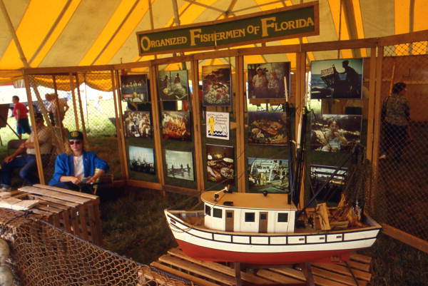 Organized Fishermen of Florida exhibition booth at the SeaFest seafood festival in Port Canaveral, Florida.