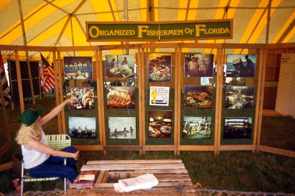 Organized Fishermen of Florida exhibition booth at the SeaFest seafood festival in Port Canaveral, Florida.