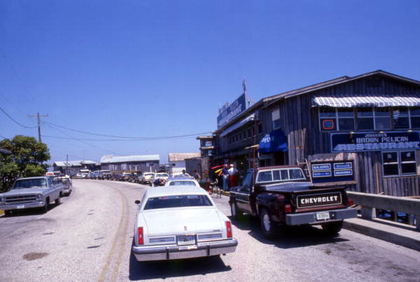 View looking east along Dock St. in Cedar Key, Florida.