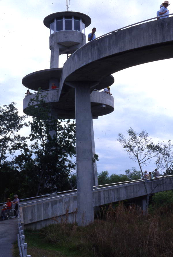 Close-up view of the observation tower in Shark Valley at the Everglades National Park.