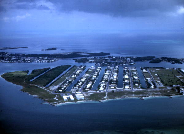 Aerial view looking north over Key Colony Beach, Florida.