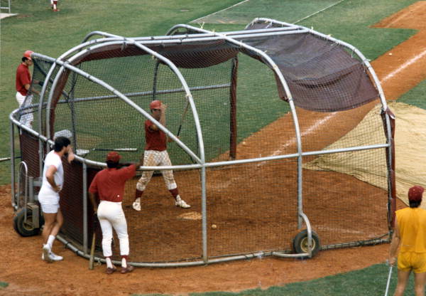 View of batting practice at the FSU ballpark in Tallahassee, Florida.