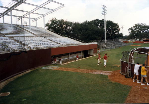 View looking toward the dugout at the FSU ballpark in Tallahassee, Florida.