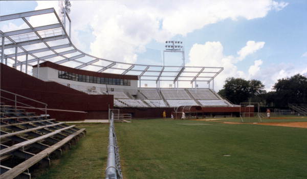 View showing the FSU ballpark grandstand in Tallahassee, Florida.