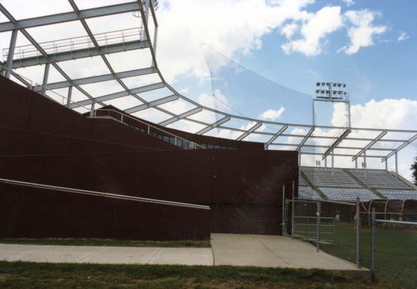 Close-up view showing grandstand at the FSU ballpark in Tallahassee, Florida.