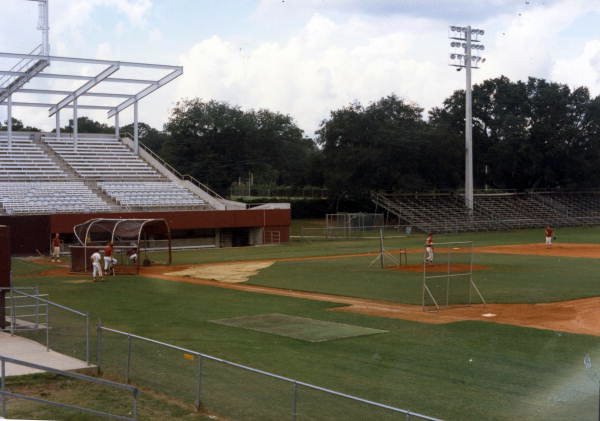 View of batting practice at the FSU ballpark in Tallahassee, Florida.