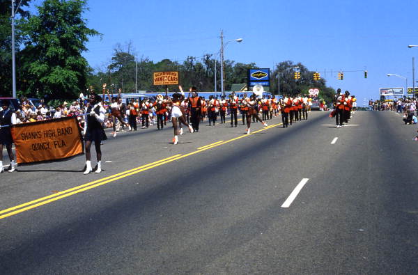 Shanks High marching band in the Springtime Tallahassee parade on Monroe St.