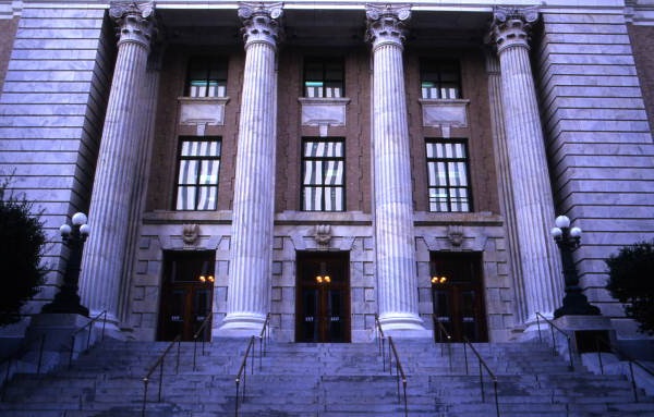 Close-up view of the historic U.S. Courthouse and Post Office building in Tampa.
