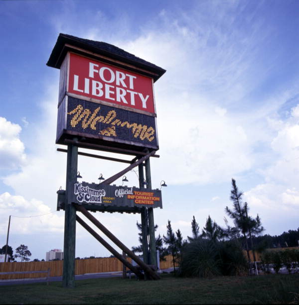 Sign at the Fort Liberty dinner show attraction in Kissimmee, Florida.