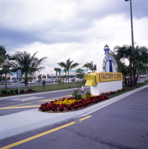 Entrance to the Sanibel Factory Stores outlet mall in Lee County, Florida.