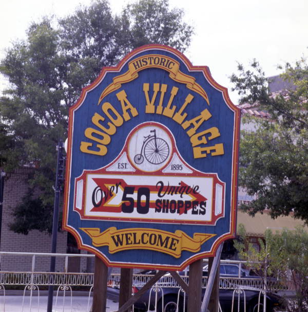 Cocoa Village welcome sign - Cocoa, Florida.