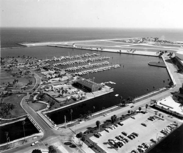 Aerial view of Saint Petersburg's marina and yacht basin.