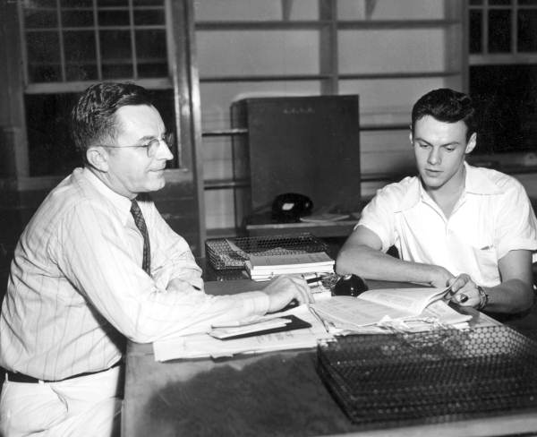 Student and a professor looking over papers, Florida State College for Women - Tallahassee, Florida