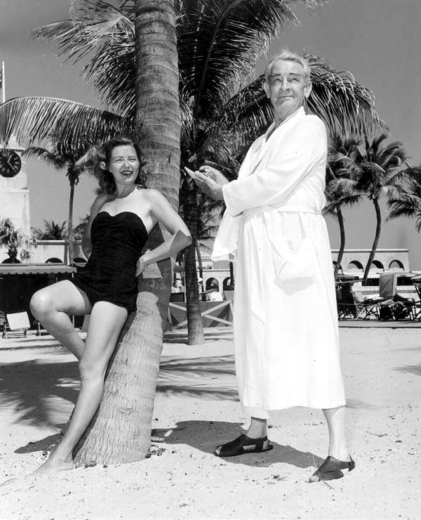 Artist James Montgomery Flagg drawing Selma Badenhop at the Breakers Beach Club - Palm Beach, Florida.