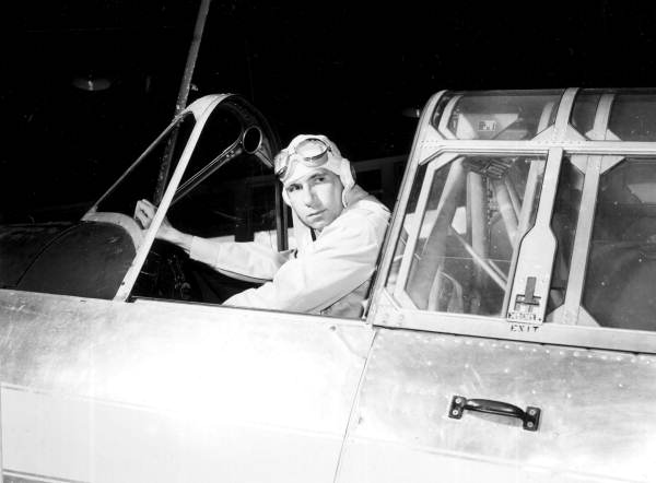 Pilot, John P. Altemus in his plane - Daytona Beach, Florida .