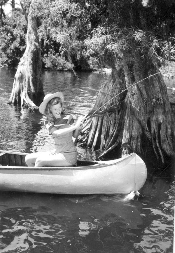 Helen Hatfield fishing in Cypress Gardens - Cypress Gardens, Florida