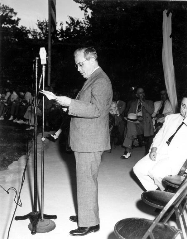 Dr. Frank P. Corrigan speaks at the dedication of the Vargas memorial - Saint Augustine, Florida
