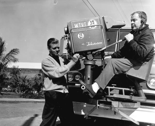 Unidentified cameramen work the television cameras - Key West, Florida