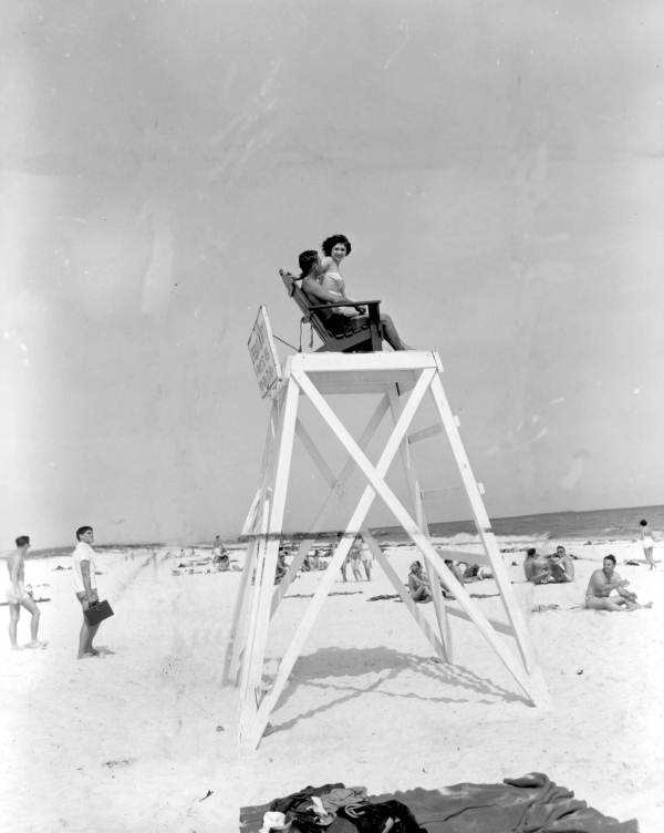 Rosalie Ivimey on the lifeguard stand.