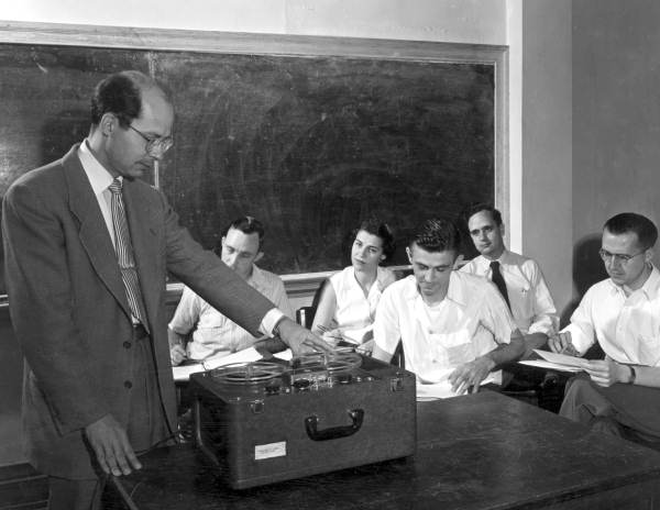 Class at Florida State University with a tape recorder - Tallahassee, Florida