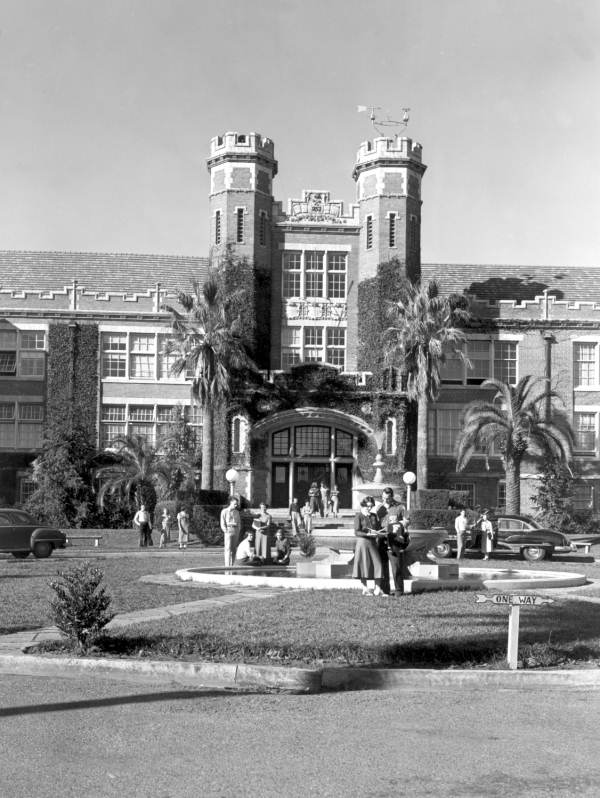Westcott building with fountain in foreground - Tallahassee, Florida.