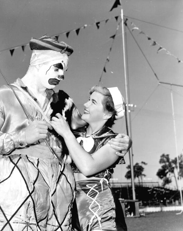 Two circus performers from the Sarasota High School Sailor Circus