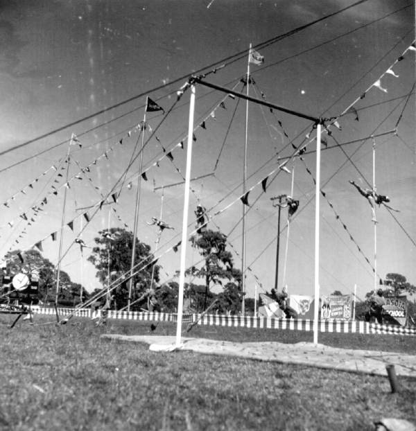 Trapeze artists perform at the Sarasota High School Sailor Circus