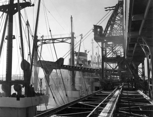 The traveling tower and boom conveyor..