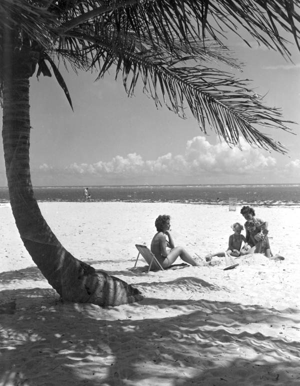 Beach-goers at Crandon Park - Miami, Florida.
